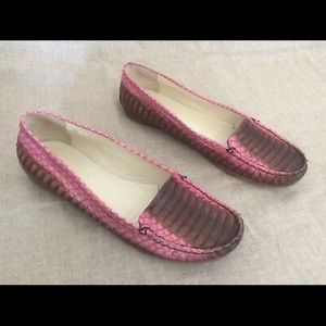 Prada Snakeskin Loafers Flats Pink Brown Whips 8.5